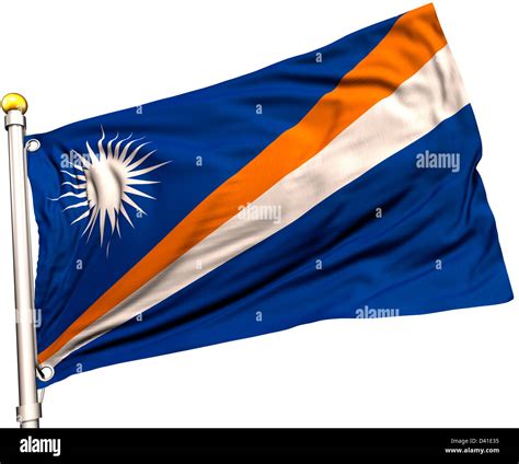 islas marshall bandera en un mástil de bandera trazado de recorte incluido textura de seda