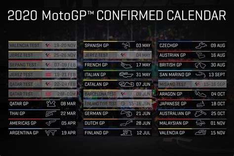 2020 Motogp™ Calendar Confirmed Motor Sports Travel