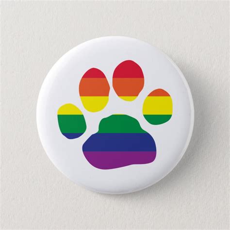 Gay Pride Paw Print Pinback Button Zazzle