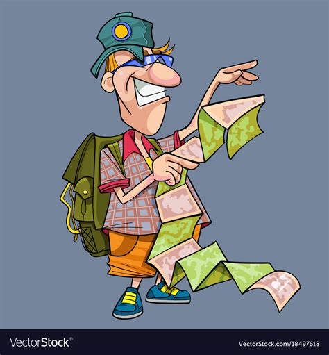 Cartoon Funny Tourist With Backpack Royalty Free Vector