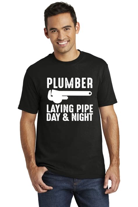 Usa Made Plumber Laying Pipe Day And Night American T Shirt Work