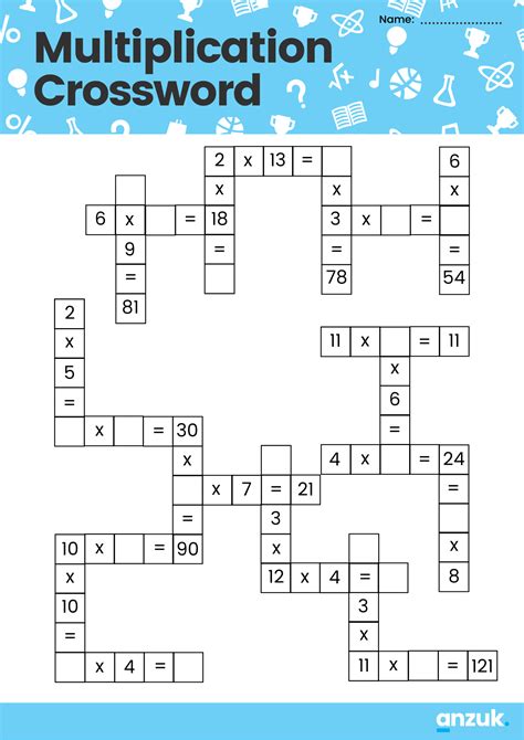 Multiplication Crossword Multiplication Math Exercises Math For Kids