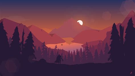 Wallpaper Mountains Sun Forest Lake Illustration 3840x2160