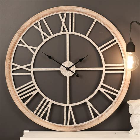 Buy The 93cm Cove Timber Large Wall Clock Distressed White Fast