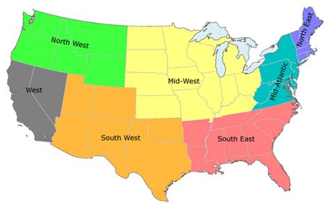 United States 6 Regions Maps