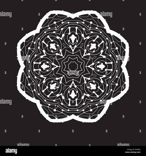 Symmetrical Mandala Doodle Drawing By Hand Zentangle Style Round