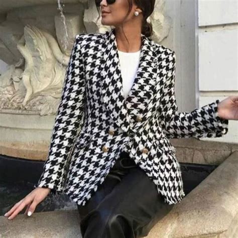 Black And White Houndstooth Double Breasted Woolen Suit