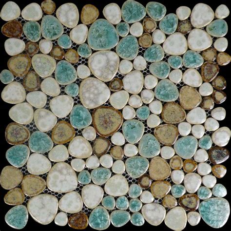 Porcelain Tile Pebbles Random Bricks Glazed Ceramic Mosaic Backsplash
