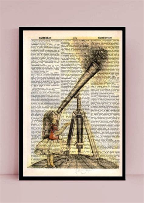 Girl Looking At The Stars Through A Telescope Wall Decoration Etsy