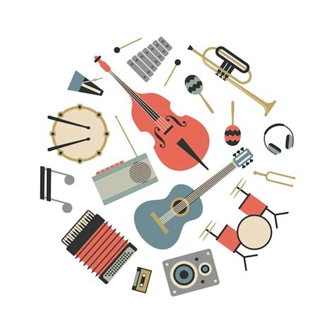 Premium Vector Music Flat Illustration Of Musical Instruments Icon Set