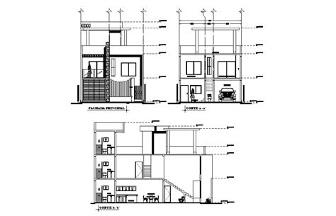 8x15m House Plan Elevation And Section Details Are Given In This 2d