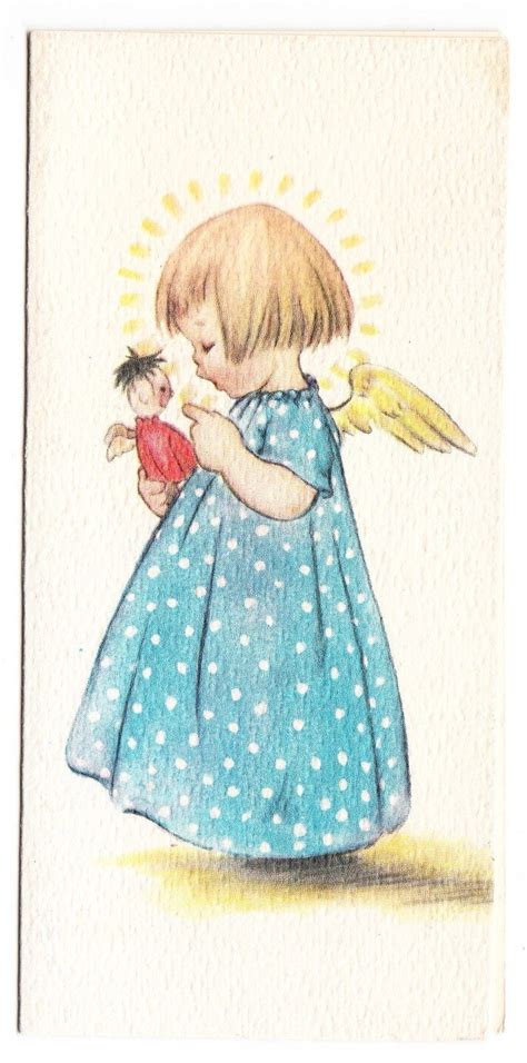 Vintage Crestwick Angel Girl With Boy Angel Doll Christmas Greeting
