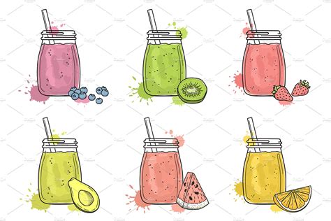 smoothie vector illustrations graphics ~ creative market