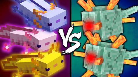 Axolotls Vs Guardians Minecraft Youtube