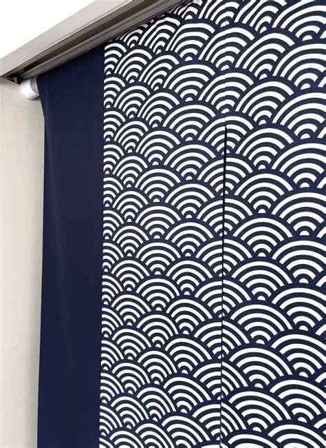Blue Wave Noren Curtain Japanese Noren Order Made Noren Etsy