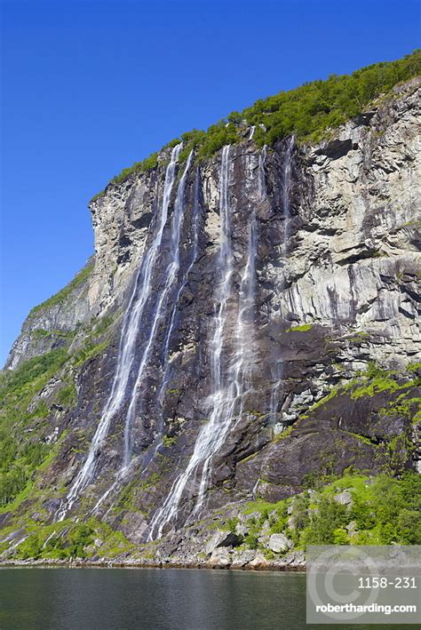 Seven Sisters Waterfall Geiranger Fjord Stock Photo