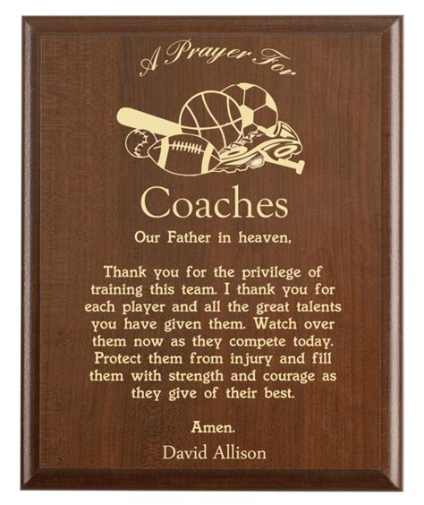 Coaches Prayer Plaque Coach Team T Personalized Etsy
