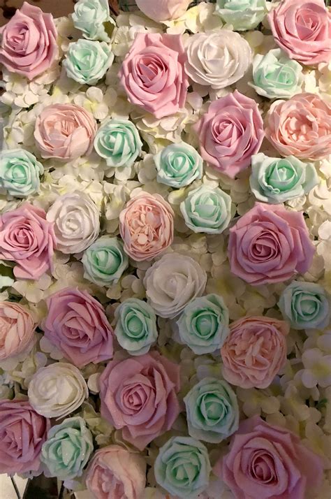 Pink Mint Green Flower Wall 🌹🌹🌹🌹🌹 Mint Flowers Flower Wall Mint