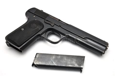 Gun With Magazine On White Background Stock Photo Image Of Security