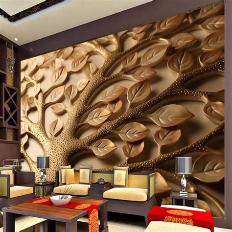 Custom 3d Mural Wallpaper Modern Abstract Relief Leaves Wall Painting
