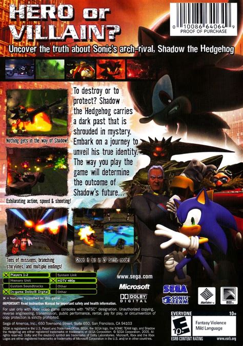 Shadow The Hedgehog 2005 Box Cover Art Mobygames