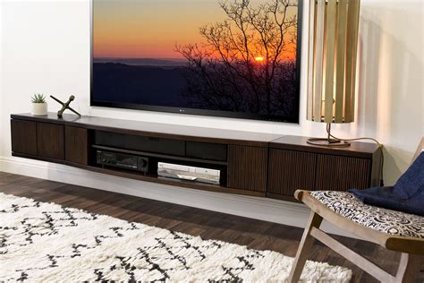 Floating Wall Mount Entertainment Center Tv Console Curve 3 Piece