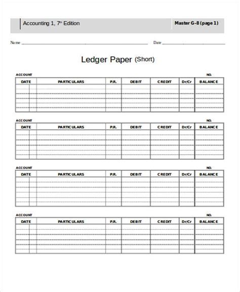 4 Ledger Paper Templates Free Samples Examples Format Download
