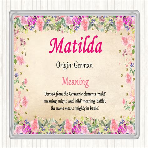 Matilda Name Meaning Floral Certificate The Card Zoo