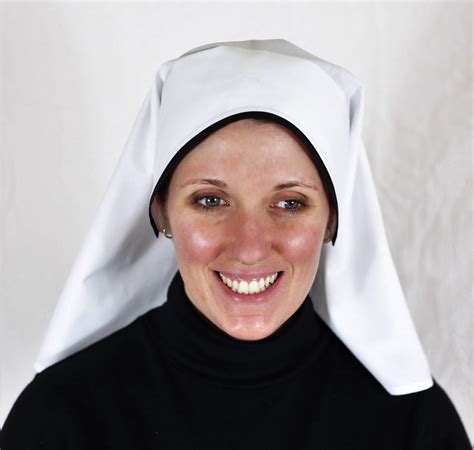 Short White Worksickbed Veil With Black Trim Catholic Nun Habit On