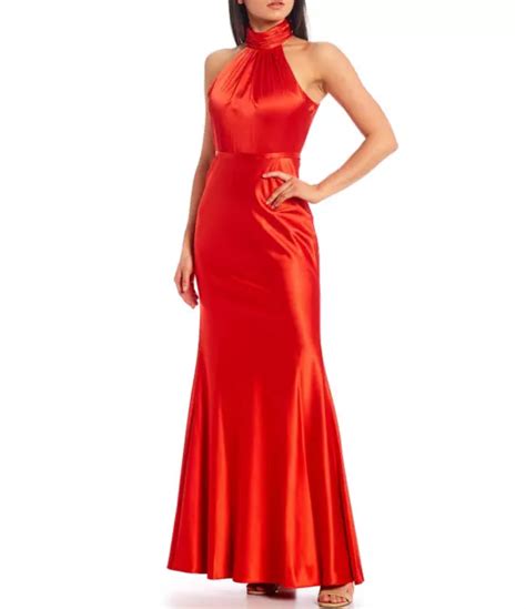 Calvin Klein Nwt Elegant Long Dress Sunset Satin Halter Gown Size 2 Last One 58 50 Picclick