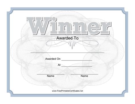 Winner Certificate Printable