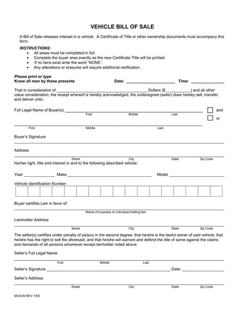 Free Fillable Vehicle Bill Of Sale Form ⇒ Pdf Templates