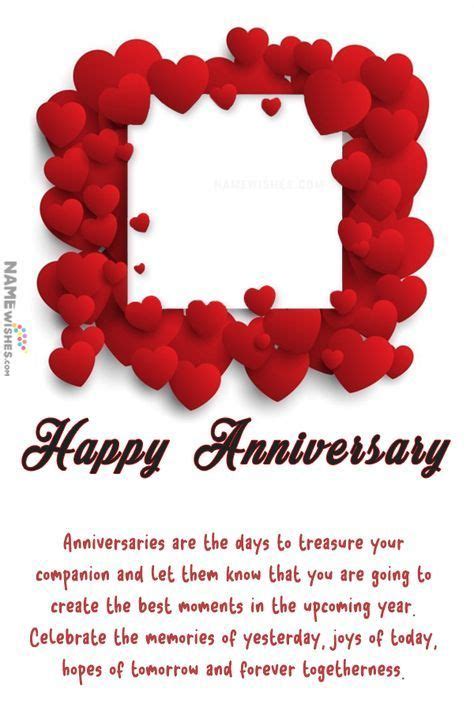 Hearts Love Anniversary Photo Frame Wish With Name Edit Online Happy