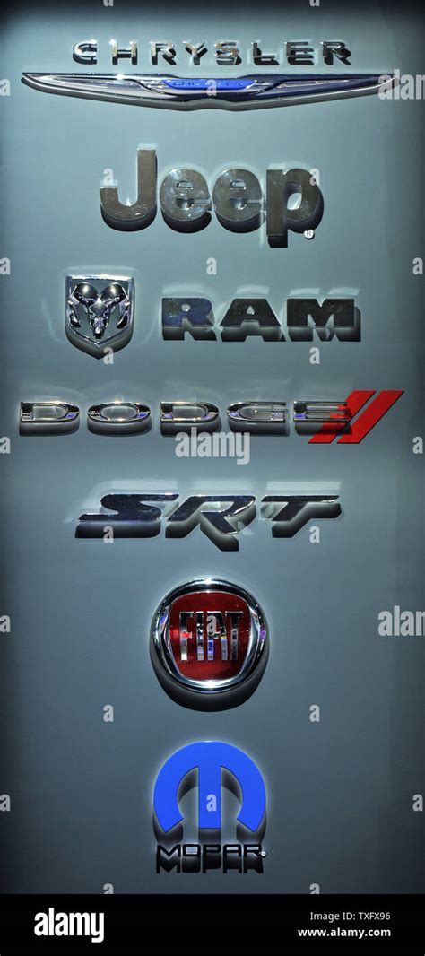 Chrysler Group Brand Logos Are Displayed At The 2013 North American