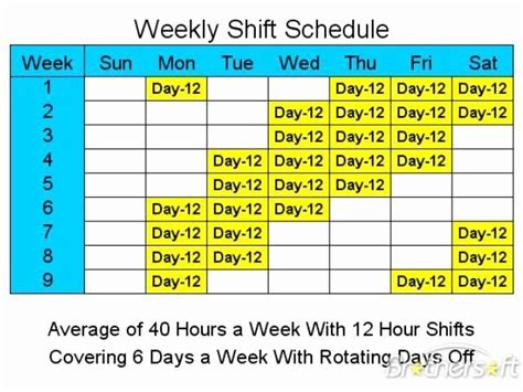 The Week Shift Schedule Is Shown In Yellow And Blue With Dates For