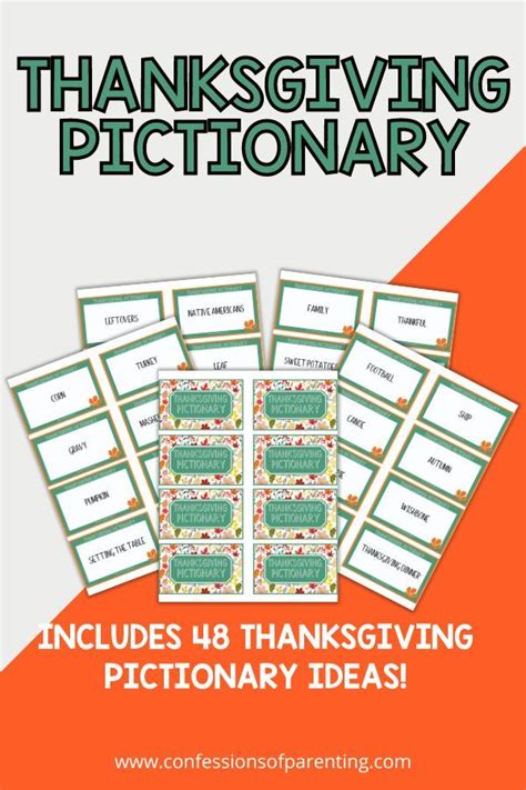 Thanksgiving Pictionary Printable Pictionary Pictionary Words