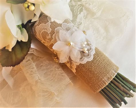 Check spelling or type a new query. Burlap Lace Bouquet Stem Wrap For Bridal Bouquet Rustic ...