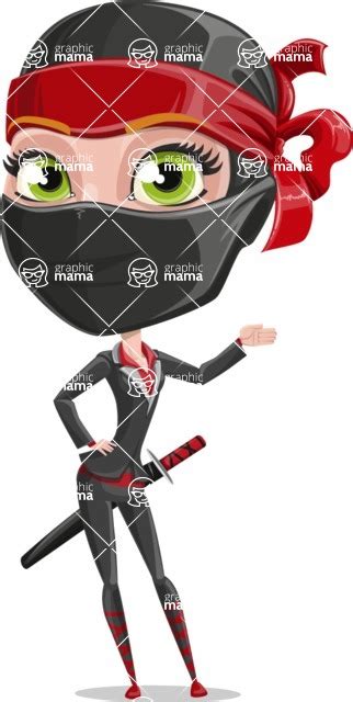 Ninja Woman Cartoon Vector Character AKA Aina Show 1 GraphicMama