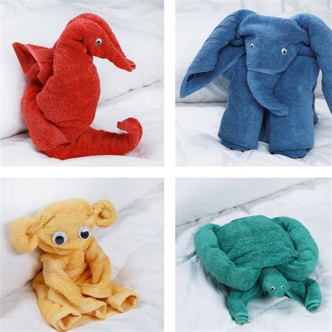 What a clever and inviting way to add a little style to a guest bathroom. Fold Bath Towels Into Adorable Animals | Towel crafts ...