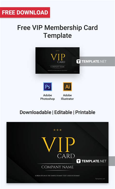 Vip Membership Card Template Free  Illustrator Word Apple