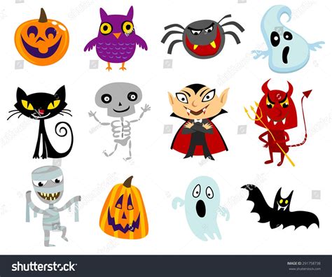 Set Of Funny Halloween Cartoons Cute Halloween Characters Wonder