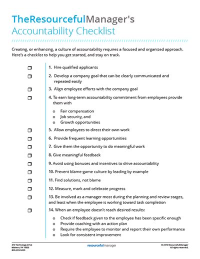 The ResourcefulManager S Accountability Checklist ResourcefulManager