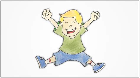 How To Draw A Happy Kid Jumping With Joy Step By Step Youtube