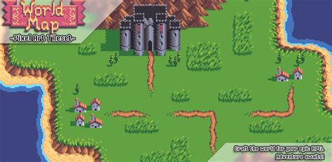 By using this amazing resource, you will find free and premium game assets, gui (graphical user interface), tilesets (sets of textures and sprites for game levels), character sprites (characters in different variations, i.e. World Map - Pixel Art Tileset by unTied Games