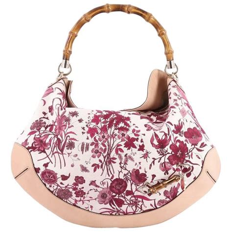 Gucci Peggy Bamboo Handle Hobo Flora Canvas At 1stdibs