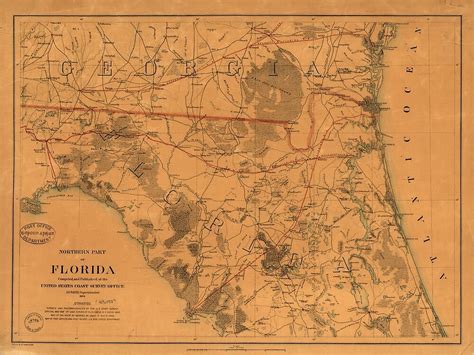 Vintage Map Of Northern Florida 1864 By Bravuramedia Redbubble