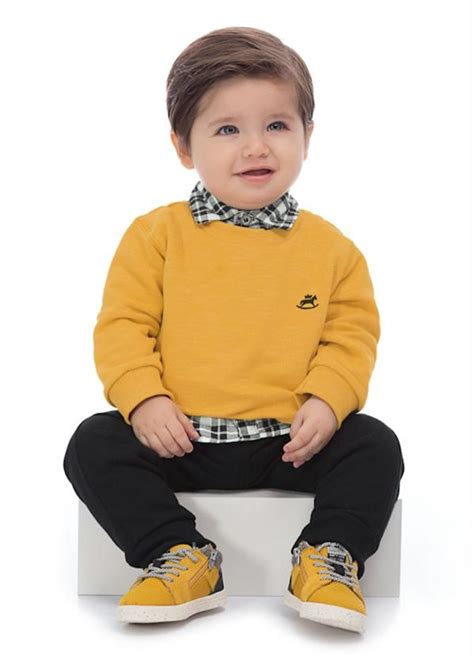 Conjunto Infantil Inverno Amarelo Outfits Niños Toddler Boy Outfits