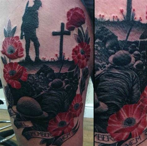 75 Poppy Tattoo Designs For Men - Remembrance Flower Ink
