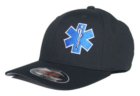 Emt Star Of Life Hat Flexfit Curved Bill Fitted Cap Paramedic