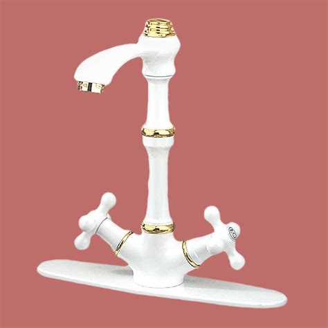 A vintage kitchen faucet can be found in a variety of different finishes. Kitchen Faucet Vintage White Cross 2 Handles Single Hole